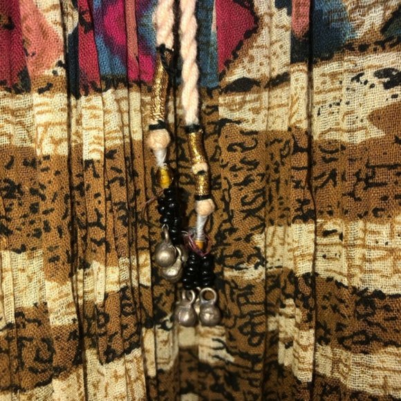 Vintage Just Class Maxi Skirt S Multicoloured Drawstring Waist Accordion Pleat - Picture 5 of 8